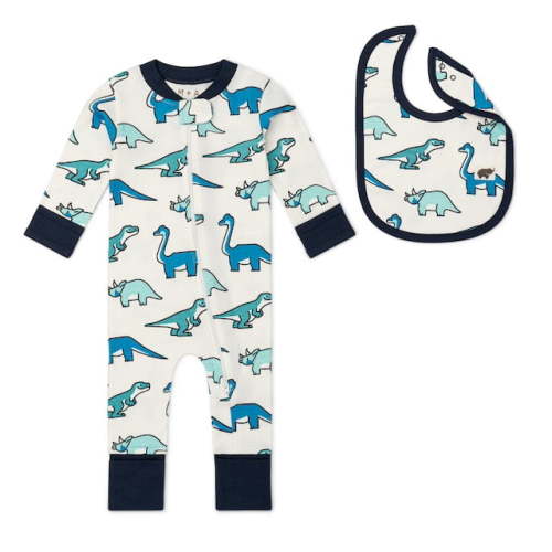 M+A by Monica + Andy Organic Cotton One Piece Coverall and Bib Set, Sizes Newborn - 18-24 Months