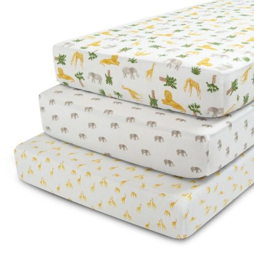 Delta Children 3pk Polyester Fitted Sheets for Standard Crib - Safari Friends
