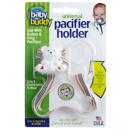 Baby Buddy Infant Pacifier Holder Clip with Universal Silicone Ring 4+ Months, Kayla Blvd 1pk