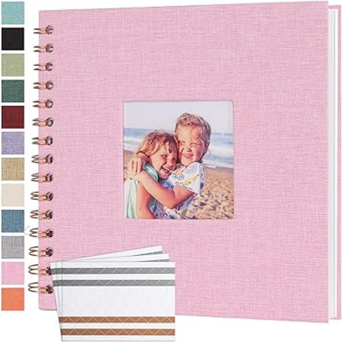 Scrapbook Photo Album Linen Cover 8x8 Inches 40 Pages Pink