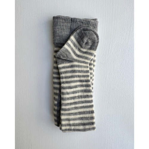 Wool tights stripes - Gray & Cream
