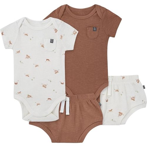 Modern Moments by Gerber Baby 4-pack Short-sleeve Bodysuits & Shortie Set