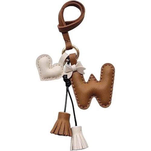 Custom Initial Letter Leather Bag Charms Bow Tassel Purse Charm