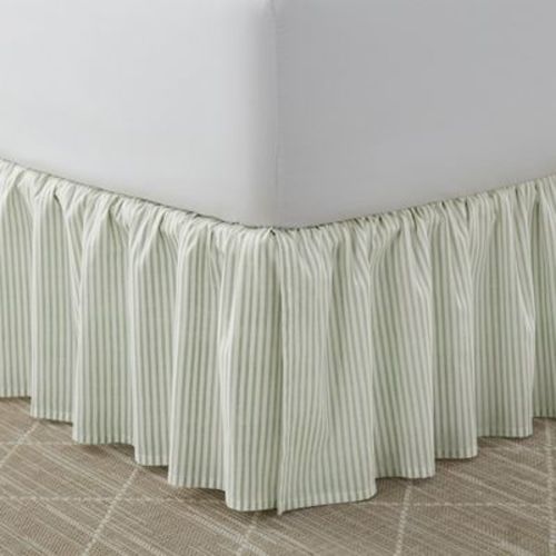 Laura Ashley Classics 100% Cotton - Ruffled Bedskirt Green- Twin