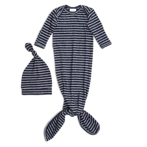 Navy Stripe Newborn Gown + Hat Set | aden + anais
