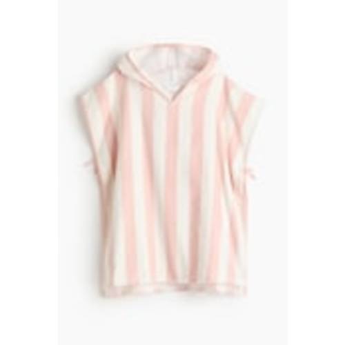 Light pink/white striped Striped Cotton Hooded Towel Wrap at H&M Home | H&M US