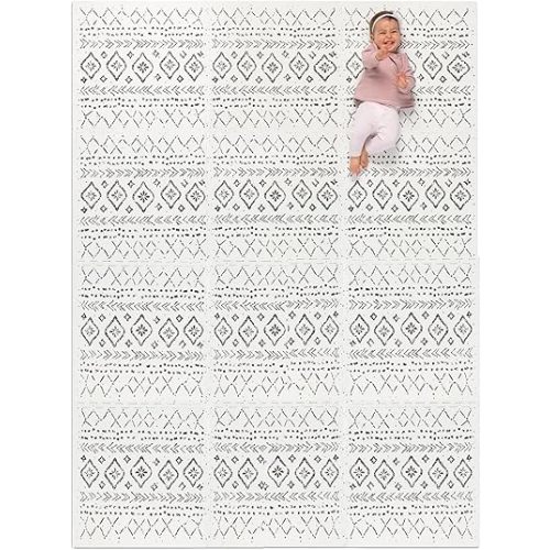 Lillefolk Baby Play Mat for Floor – 6x8ft Boho | Soft Non Toxic Premium EVA Foam Tiles for Tummy Time, Crawling & Playroom – Waterproof Interlocking Floor Mat for Babies & Toddlers (12 Tiles)