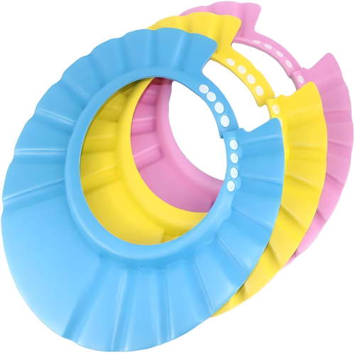 TELOLY 3Pack Baby Shower Cap Bath Visor for Toddlers Shampoo Cap Shower Protection Hat-Adjustable Soft Hair Washing Guard,Bath Shield Visor Hat,Eyes and Ears Head Protection for Baby,Kids,Children