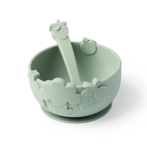 Grow By Annabel Karmel Silicone Weaning Bowl And Spoon-Soft Sage