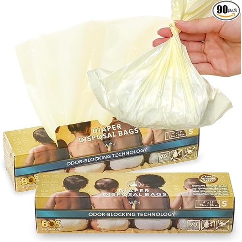 BOS Odor-Sealing Dirty Diaper Trash Bags - Scent & Smell Free (Color: Cream Yellow) (Pack of 2)