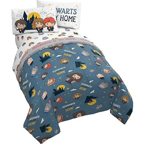 Jay Franco Harry Potter is My Home 4 Piece Twin Bed Set -Bedding Features Harry, Ron, Hermoine, Hagrid, and Dumbledore