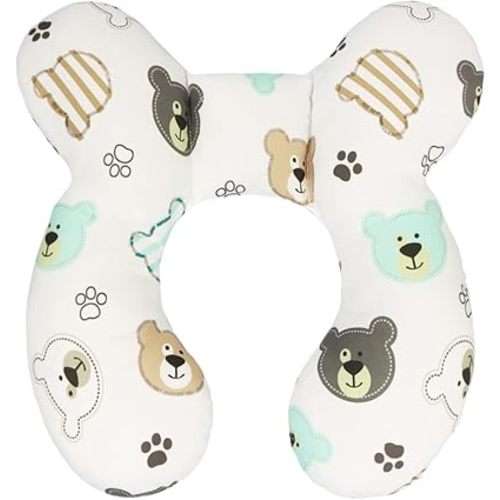 vocheer Baby Travel Pillow(Upgraded), Head and Neck Support Pillow for Pushchair, Car Seat,Stroller s for 0-12 Months（Bear)