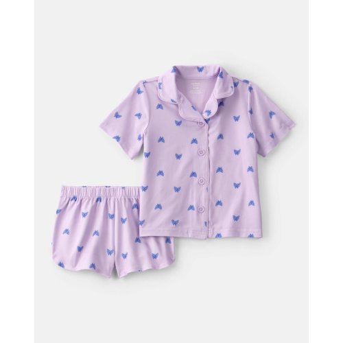 Toddler Girl Butterfly Short-Sleeve Loose Fit 2-Piece Pajama Set - Purple | Carter's