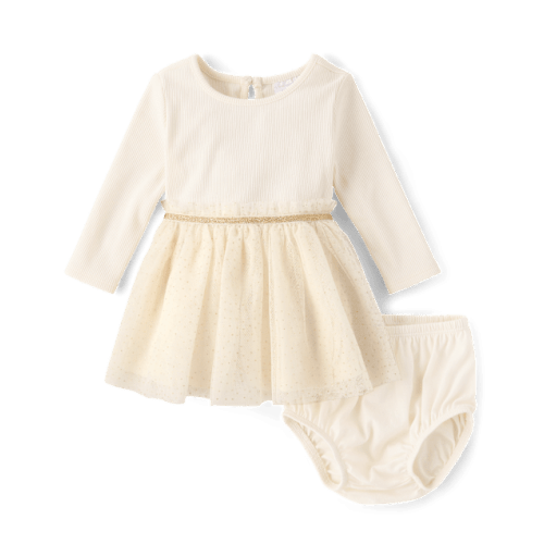 Baby Girls Glitter Tutu Dress - White
