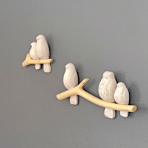 Crane Baby Hand Carved Birds Wall Decor - Birds On Branch