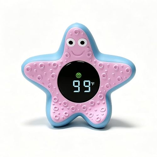 Baby Bath Thermometer, Digital Floating Water Temperature Thermometer with 32-140 °Fahrenhei / 0-60 ° Celsius Display, Starfish Safty Baby Bathtub Floating Essentials for Infant Toddler