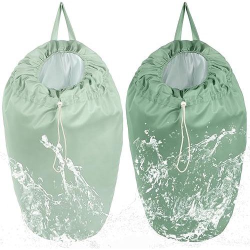 Nuogo 2 Pack Reusable Diaper Pail Liner Bags Hangable Pail Liner with Strap Washable Cloth Diaper Liners Waterproof Cloth Diaper Wet Bag Pail Pouch for Cloth Diaper, Dirty Diapers, Laundry and Garbage