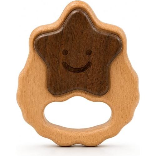 Baby Rattle – Wooden Baby Rattle for Babies 0-6 Months, Star