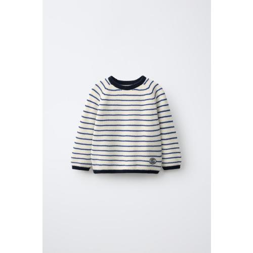 STRIPED KNIT JUMPER - Blue | ZARA United States