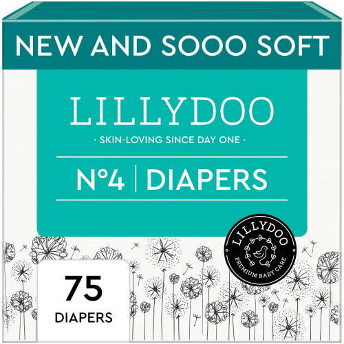 LILLYDOO Baby Diapers Skinfriendly Size 4 (20-31 lbs), 75 Count (Select for More Options)
