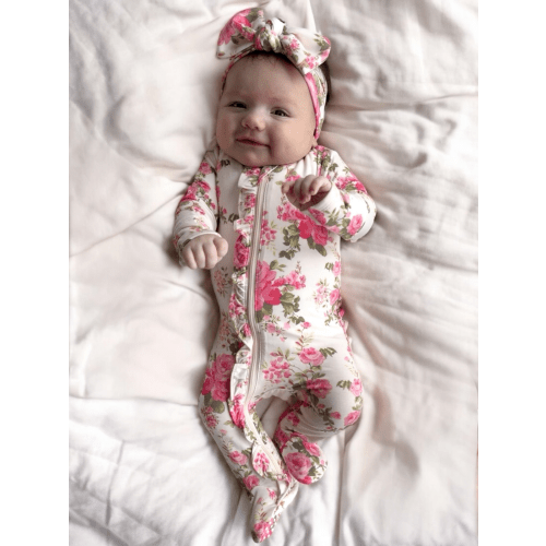 2-Way Zip Ruffle Footie, Country Daydream