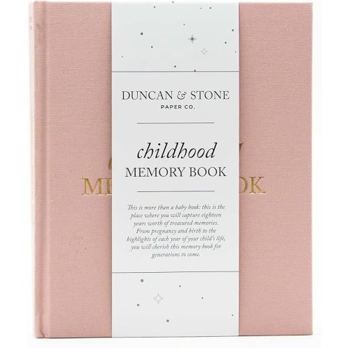 Childhood Memory Book - Elegant Child Memory Book from Pregnancy to Age 18 W/Prompts, Space for Photos & More - Baby Journal (175 Pages, Dusty Rose)