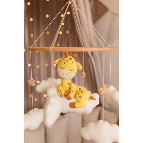 Safari nursery mobile giraffe — handmade baby crib mobile, jungle nursery decor