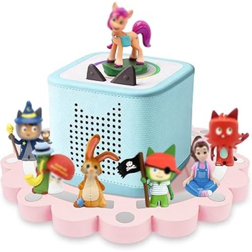 FRIENDISU 360° Rotating Storage Organizer & Shelf for Tonies Box, Magnetic Wooden Display Stand for Toniebox 1 & 2, Tonies Holder for 10+ Figures, Flower-Shaped Kids Room Decor & Gift