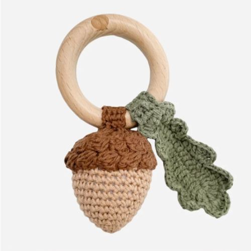 Acorn Crochet Rattle Teether