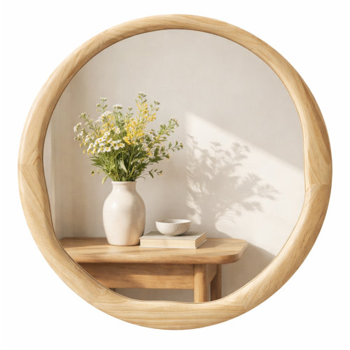 August Grove® Round Solid Wood Vanity Wall Mirror & Reviews | Wayfair