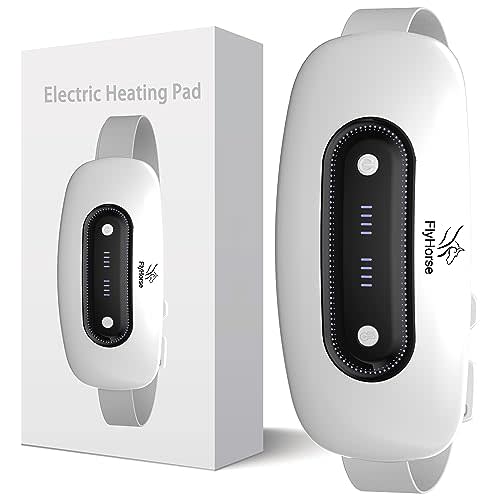 Electric Heating Pad,Portable Cordless Menstrual Heating Pad with 4 Heat Levels and 4 Massage Modes, Heating Pad for Cramps,Back Pain Relief (White)