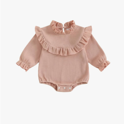 fhutpw Newborn Baby Girl Oversized Sweatshirt Romper Ruffle Long Sleeve Crewneck Onesie Sweater Tops Infant Fall Clothes
