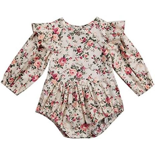 BiggerStore Infant Baby Girl Twins Long Sleeve Ruffles Romper Bodysuit Outfit Clothes