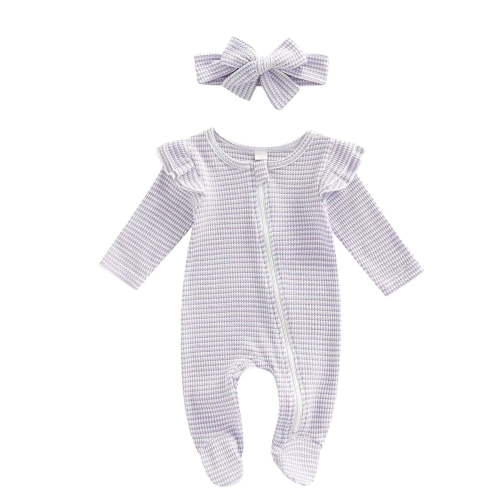 WIBACKER Baby Girls' Sleep and Play Pajamas Cotton One-Piece Footies Romper Jumpsuit Zip Front Pjs