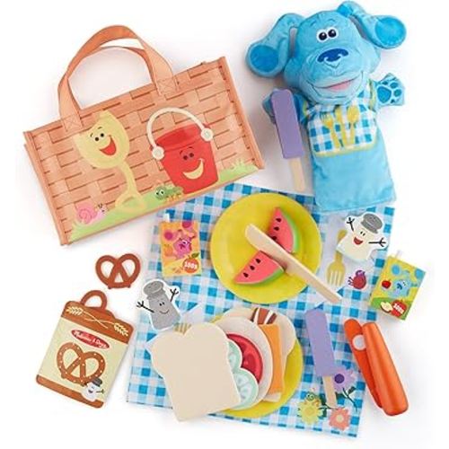 Melissa & Doug Blue’s Clues & You! Share with Blue Picnic Play Set with Hand Puppet - FSC Certified