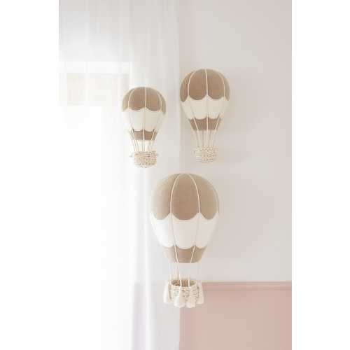 Handmade Beige & Cream Hot Air Balloon Nursery Decor: Baby Room Wall Hanging