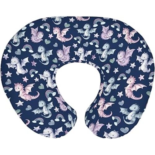 Fairytale Dragon Love Stars Baby Nursing Pillow Covers for Boy Girl Baby Dragons Purple Nursery Feeding Pillowcase for Breastfeeding Pillows Fantasy Animal Soft Stretchy Slipcover for Newborn Infant