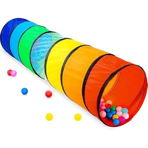 Kids Play Tunnel Tent for Toddlers, Colorful Pop Up Crawl Tunnel Toy for Baby or Pet, Collapsible Gift for Boy and Girl Play Tunnel Indoor and Outdoor Game Rainbow