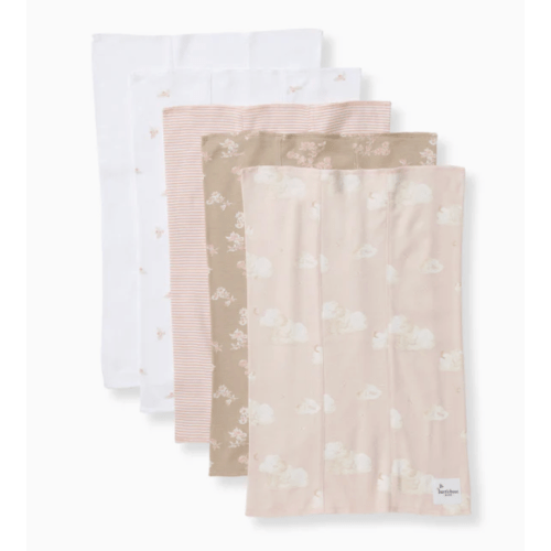 Whimsical Floral Organic Cotton Burp Cloths 5 Pack