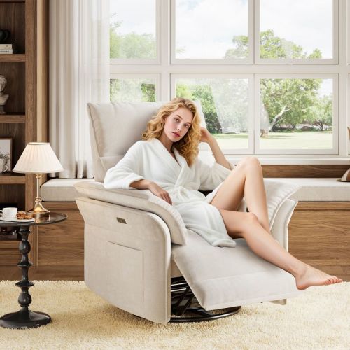 Power Swivel Glider Recliner with USB Port, Nursery & Living Room Chair