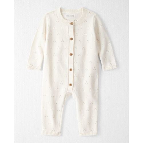 Baby Girl Organic Cotton Sweater Knit Pointelle Jumpsuit - (6M)