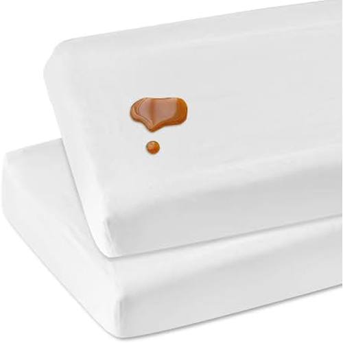 Amazon.com: Changing Pad Cover Waterproof, Organic Cotton 2 Pack, 32" x 16" x 4", White | Jersey Knit Changing Table Cover, Super Soft and Stretchy Baby Cradle Sheets Covers