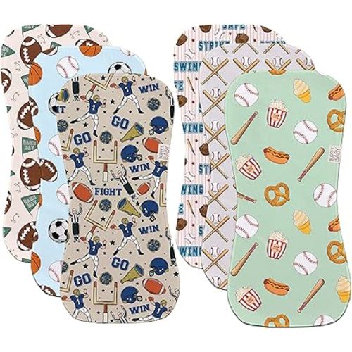Burp Cloth 6 Pack Sports Football Baseball Baby Boy