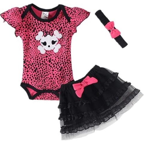 LittleSpring Baby Girls' Clothing Set Skull,24 Months,Skull(24M)