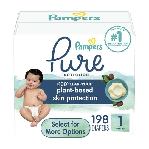Pampers Pure Diapers Size 1, 198 Count (Select for More Options)