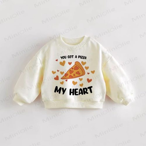 YOU GOT A PIZZA MY HEART Baby Toddler Cream Sweatshirt
