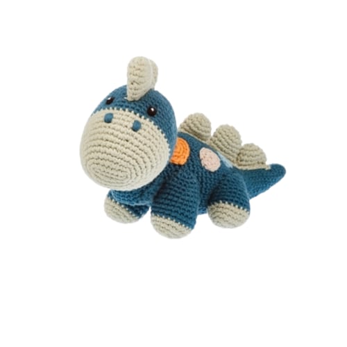 Organic Dinosaur Rattle - Blue