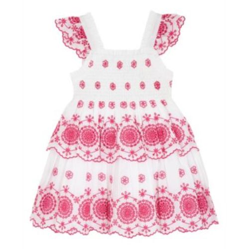 Girls' 2T-6X Cotton Eyelet Flutter-Sleeve Dress