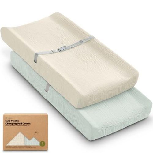 KeaBabies Lyra Muslin Changing Pad Cover for Baby Girls, Boys, Soft Organic Muslin Cotton Diaper Changing Table Cover Sheets, 32x16 (Willow)