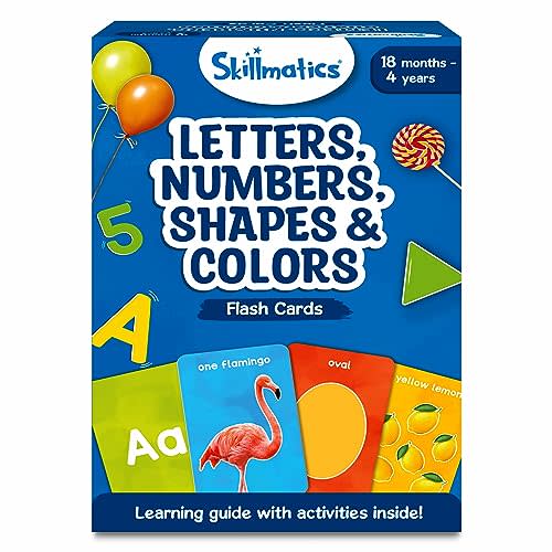 Skillmatics Flash Cards for Toddlers – Letters, Numbers, Shapes & Colors | Thick Flashcards, Montessori Toys, Preschool Learning Aids, Screen-Free & Educational Gift for Kids Ages 1, 2, 3, 4